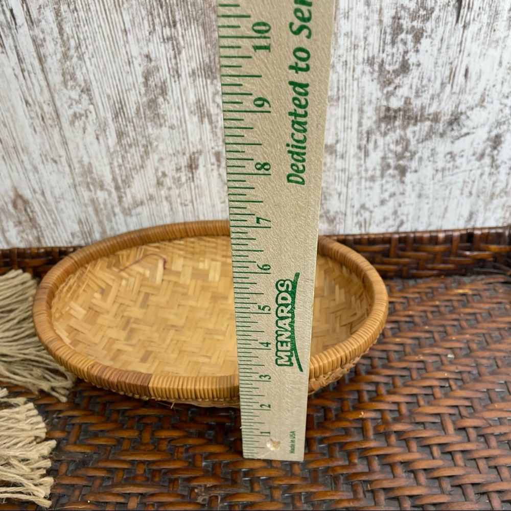 MCM Bamboo Weave Basket Vtg Bamboo Bowl Basket - Picture 5 of 7